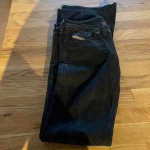 Diesel black flare jeans.